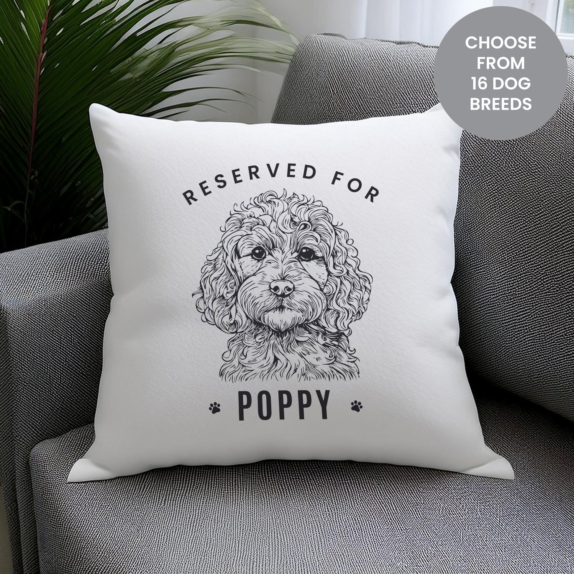 Personalised Reserved For Dog Breed Cushion Peach Bomb Fashion, Jewellery, Homeware & Gifts Textiles