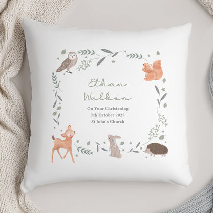 Personalised Woodland Animals Cushion Peach Bomb Fashion, Jewellery, Homeware & Gifts Textiles