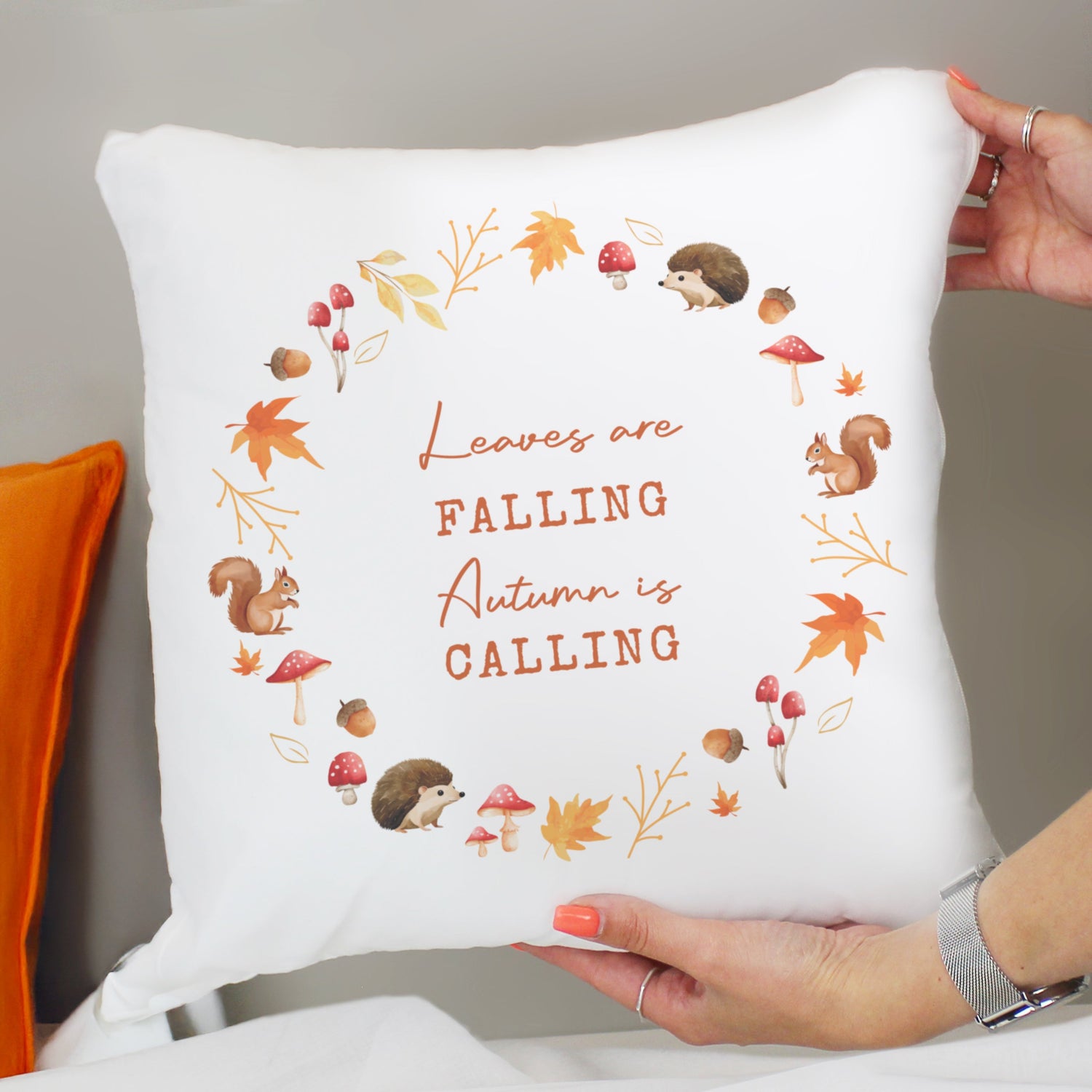 Personalised Autumn Cushion Peach Bomb Fashion, Jewellery, Homeware & Gifts Textiles