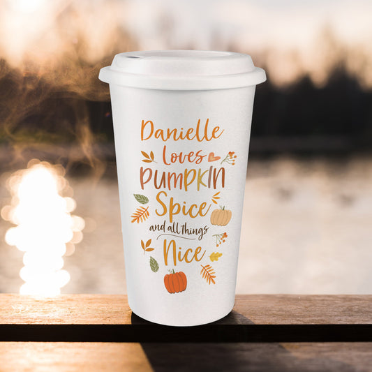 Personalised Pumpkin Spice Travel Mug Peach Bomb Fashion, Jewellery, Homeware & Gifts Travel Mugs