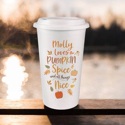Personalised Pumpkin Spice Travel Mug Peach Bomb Fashion, Jewellery, Homeware & Gifts Travel Mugs