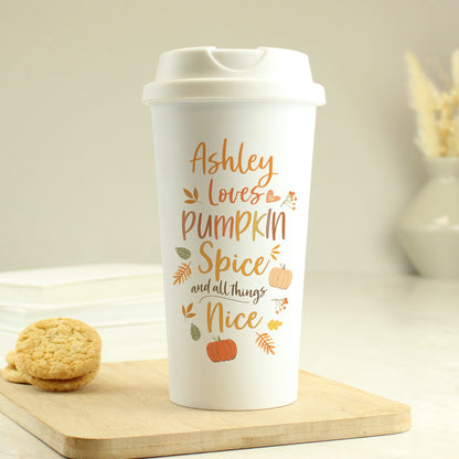 Personalised Pumpkin Spice Travel Mug Peach Bomb Fashion, Jewellery, Homeware & Gifts Travel Mugs