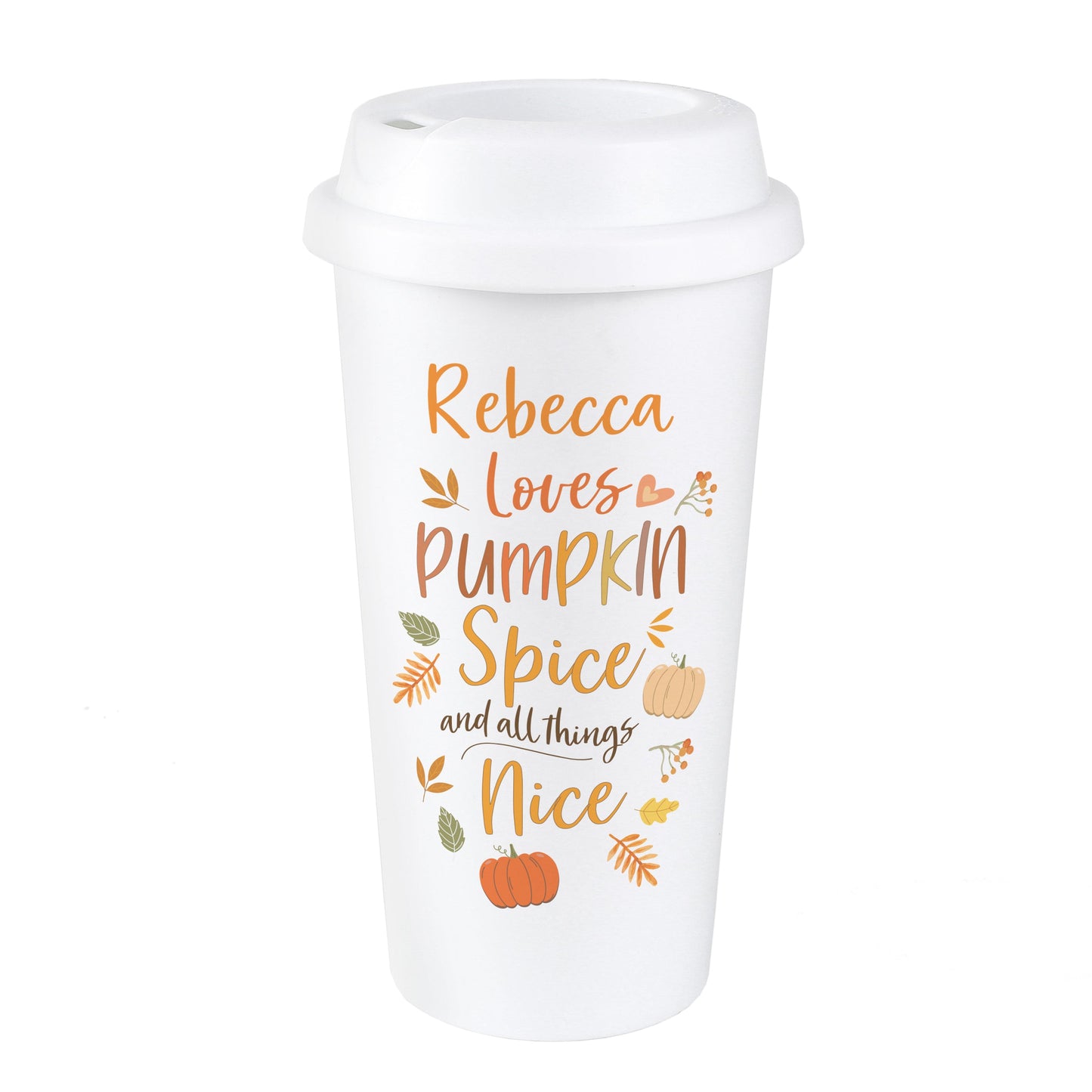 Personalised Pumpkin Spice Travel Mug Peach Bomb Fashion, Jewellery, Homeware & Gifts Travel Mugs