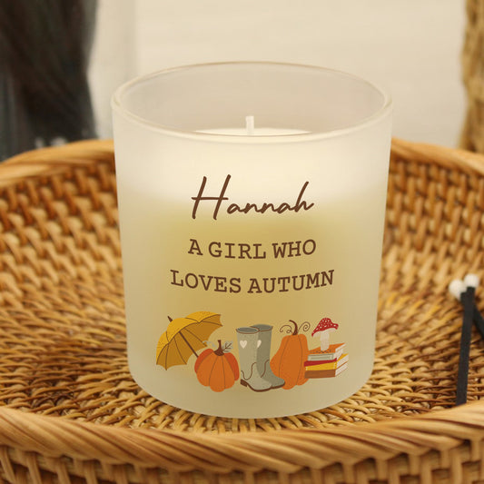 Personalised Pumpkin Frosted Glass Candle Peach Bomb Fashion, Jewellery, Homeware & Gifts Candles & Reed Diffusers