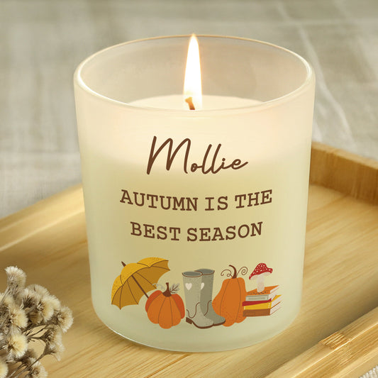Personalised Pumpkin Frosted Glass Candle Peach Bomb Fashion, Jewellery, Homeware & Gifts Candles & Reed Diffusers