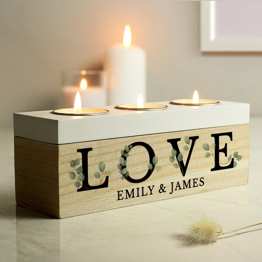Personalised Botanical Triple Tea Light Box Peach Bomb Fashion, Jewellery, Homeware & Gifts Candles & Reed Diffusers