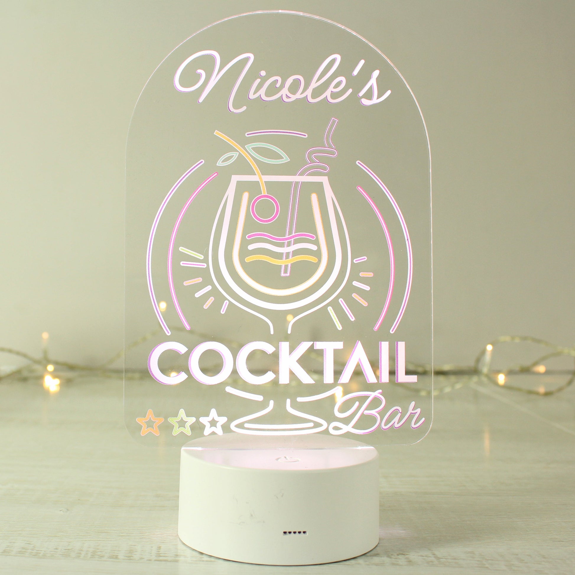 Personalised LED Colour Changing Cocktail Bar Sign Peach Bomb Fashion, Jewellery, Homeware & Gifts LED Lights, Candles & Decorations