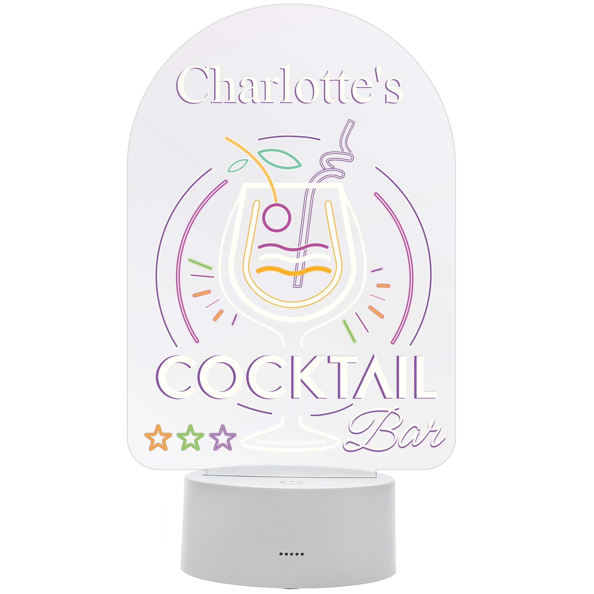 Personalised LED Colour Changing Cocktail Bar Sign Peach Bomb Fashion, Jewellery, Homeware & Gifts LED Lights, Candles & Decorations