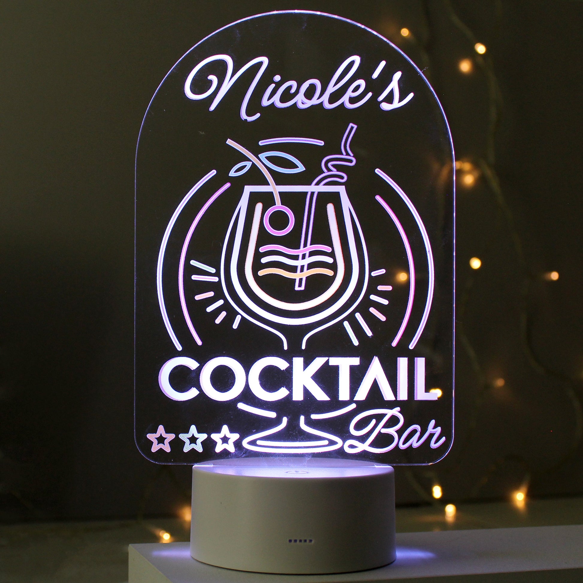 Personalised LED Colour Changing Cocktail Bar Sign Peach Bomb Fashion, Jewellery, Homeware & Gifts LED Lights, Candles & Decorations