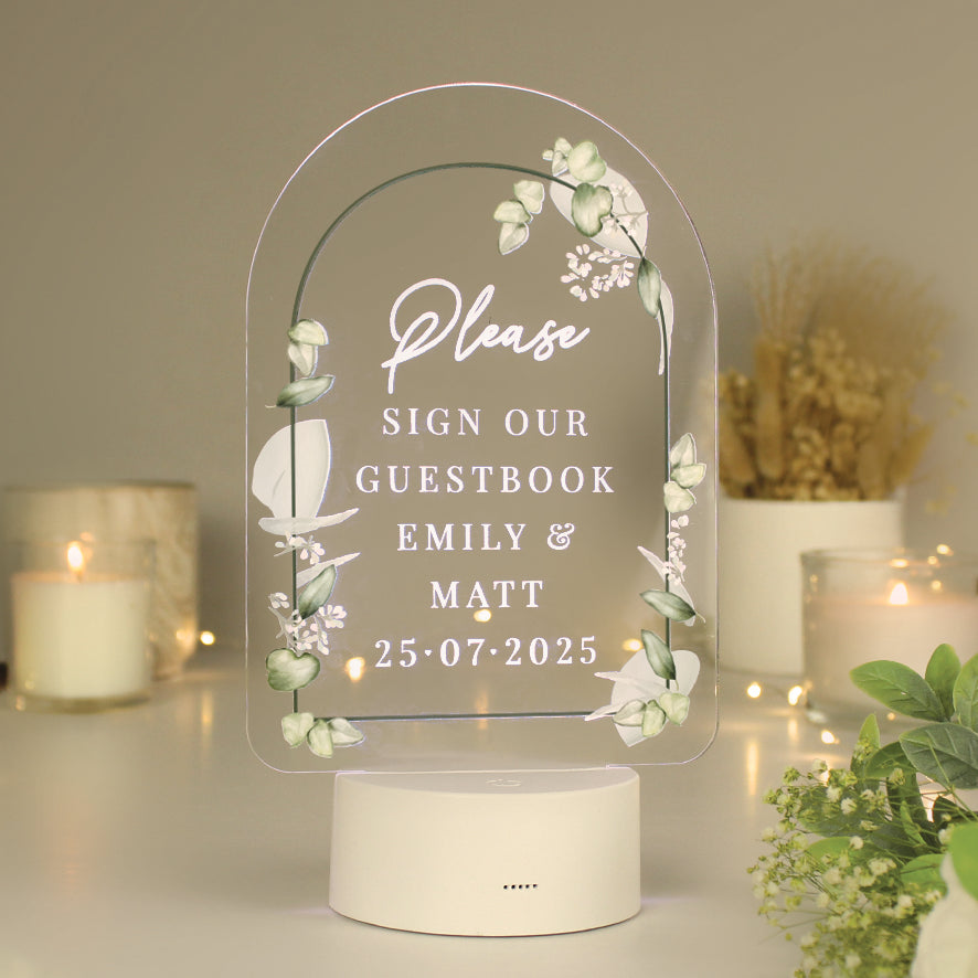 Personalised Botanical LED Colour Changing Wedding Sign Peach Bomb Fashion, Jewellery, Homeware & Gifts LED Lights, Candles & Decorations