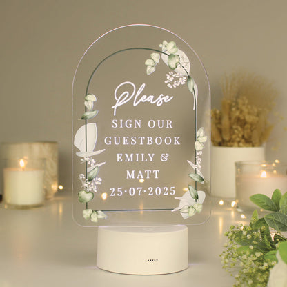 Personalised Botanical LED Colour Changing Wedding Sign Peach Bomb Fashion, Jewellery, Homeware & Gifts LED Lights, Candles & Decorations