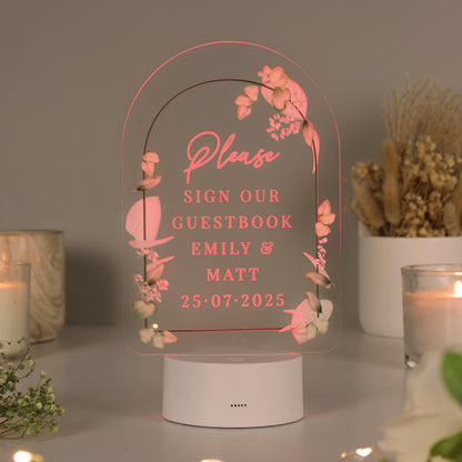 Personalised Botanical LED Colour Changing Wedding Sign Peach Bomb Fashion, Jewellery, Homeware & Gifts LED Lights, Candles & Decorations