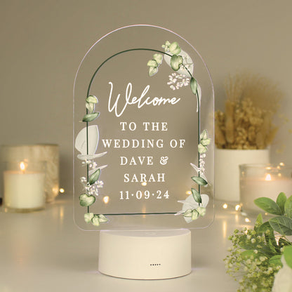 Personalised Botanical LED Colour Changing Wedding Sign Peach Bomb Fashion, Jewellery, Homeware & Gifts LED Lights, Candles & Decorations