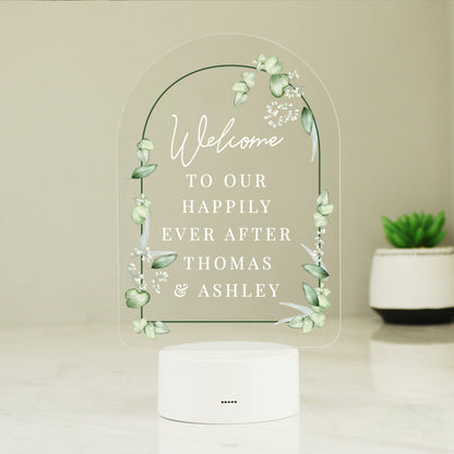 Personalised Botanical LED Colour Changing Wedding Sign Peach Bomb Fashion, Jewellery, Homeware & Gifts LED Lights, Candles & Decorations