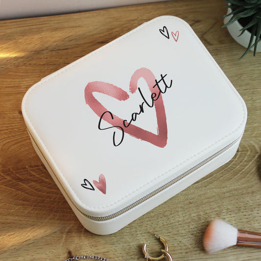 Personalised Heart Travel Jewellery Box Peach Bomb Fashion, Jewellery, Homeware & Gifts Trinket, Jewellery & Keepsake Boxes