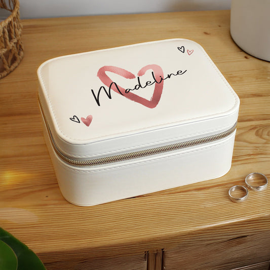 Personalised Heart Travel Jewellery Box Peach Bomb Fashion, Jewellery, Homeware & Gifts Trinket, Jewellery & Keepsake Boxes