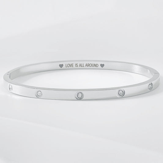 Love silver hinged gem bangle bracelet for women gift for her birthday anniversary sister mother daughter wife girlfriend cartier engraved luxury box