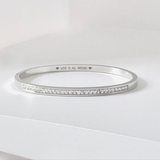 Love silver hinged gem bangle bracelet for women gift for her birthday anniversary sister mother daughter wife girlfriend cartier engraved luxury box ted baker cartier 