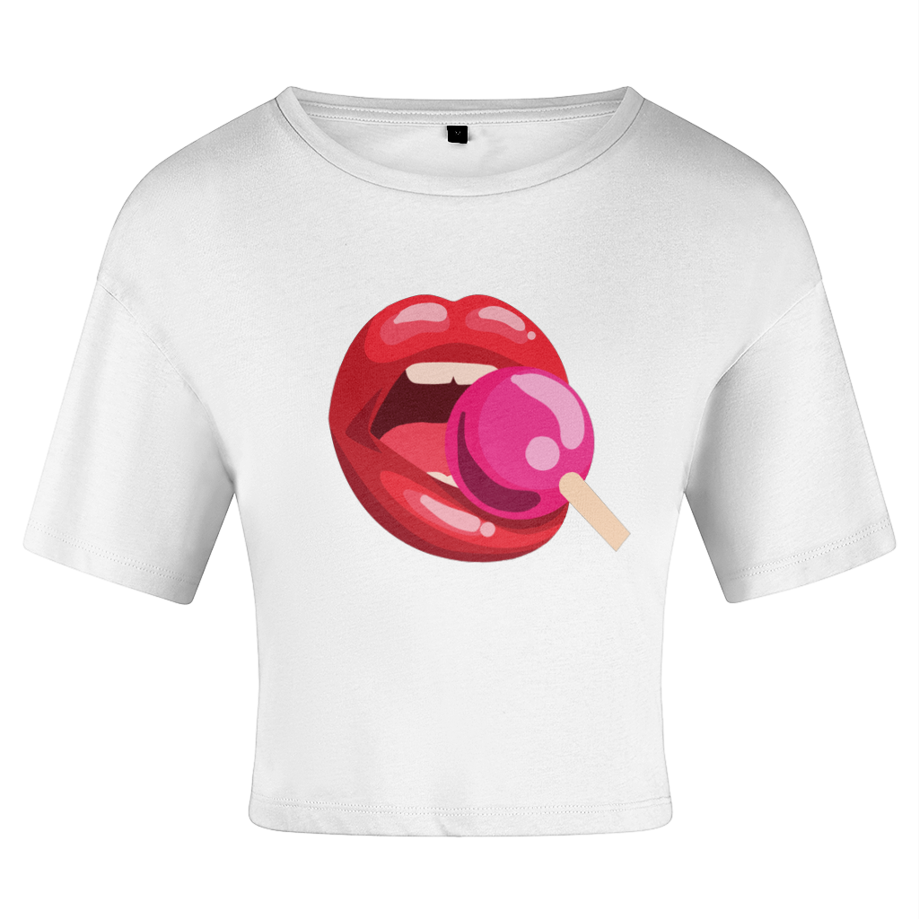cropped pop my cherry rude womans graphic t shirt tee fun funny top clothing lips lolly gift for girlfriend friend boyfriend wife girl boy