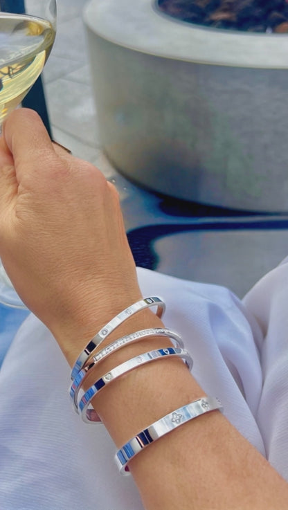 Love silver hinged gem bangle bracelet for women gift for her birthday anniversary sister mother daughter wife girlfriend cartier engraved luxury box