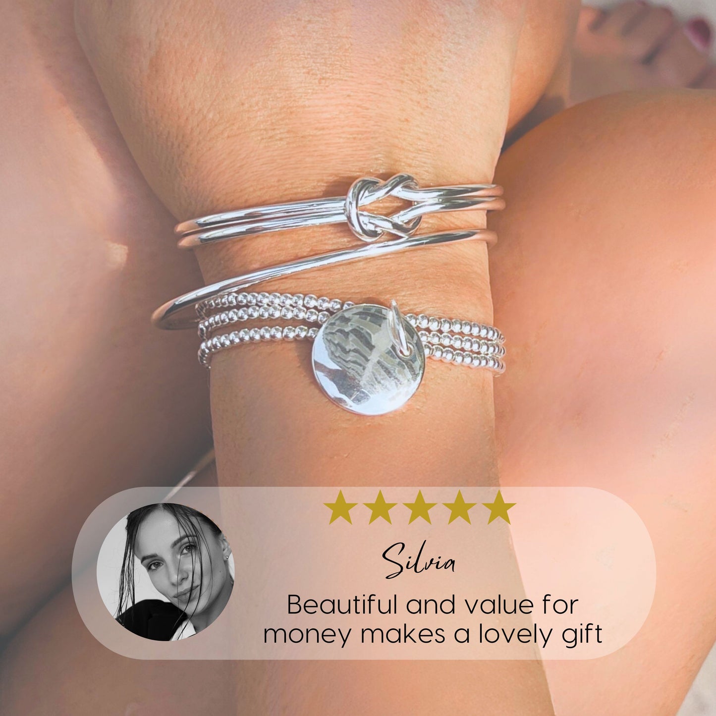 Stacked Bangle Set with Stretch Beaded Bracelet
