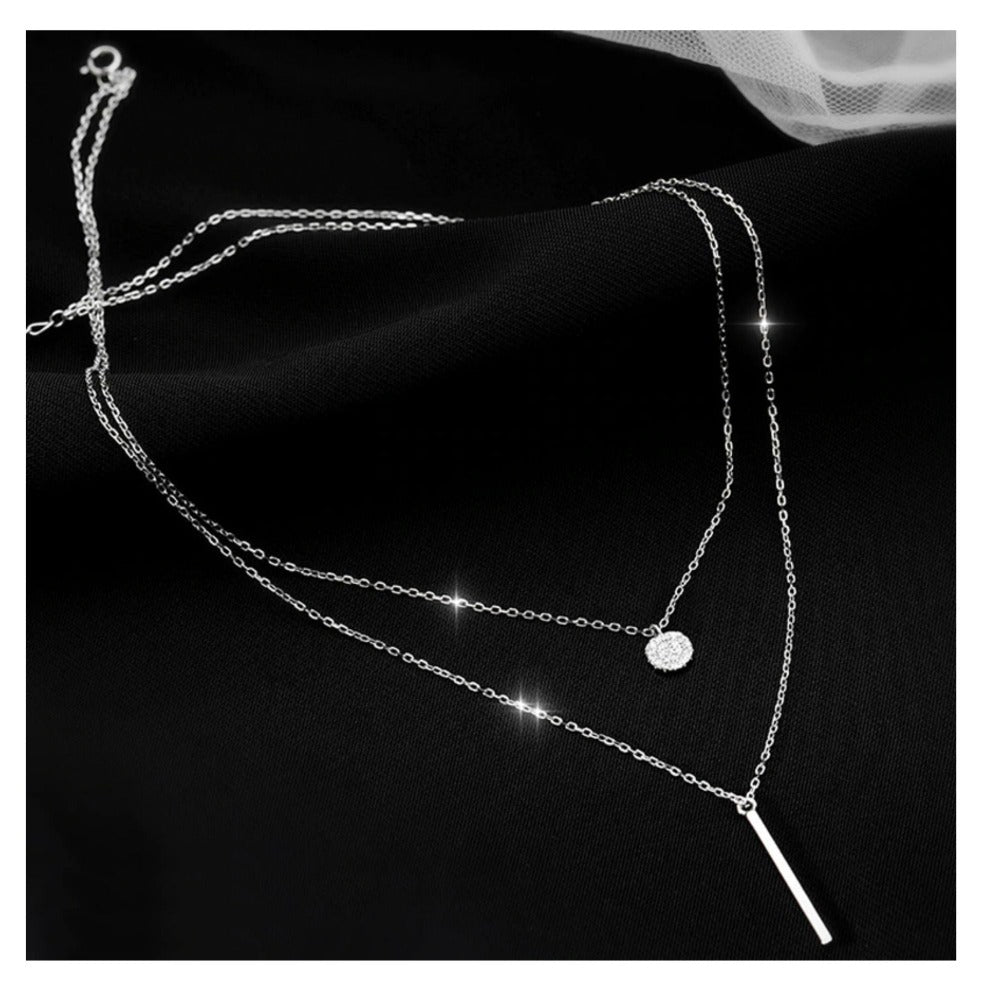Peach bomb women’s ladies sterling silver layered necklace sparkling stacked gift for her valentines birthday anniversary 18th 21st 30th 40th 
