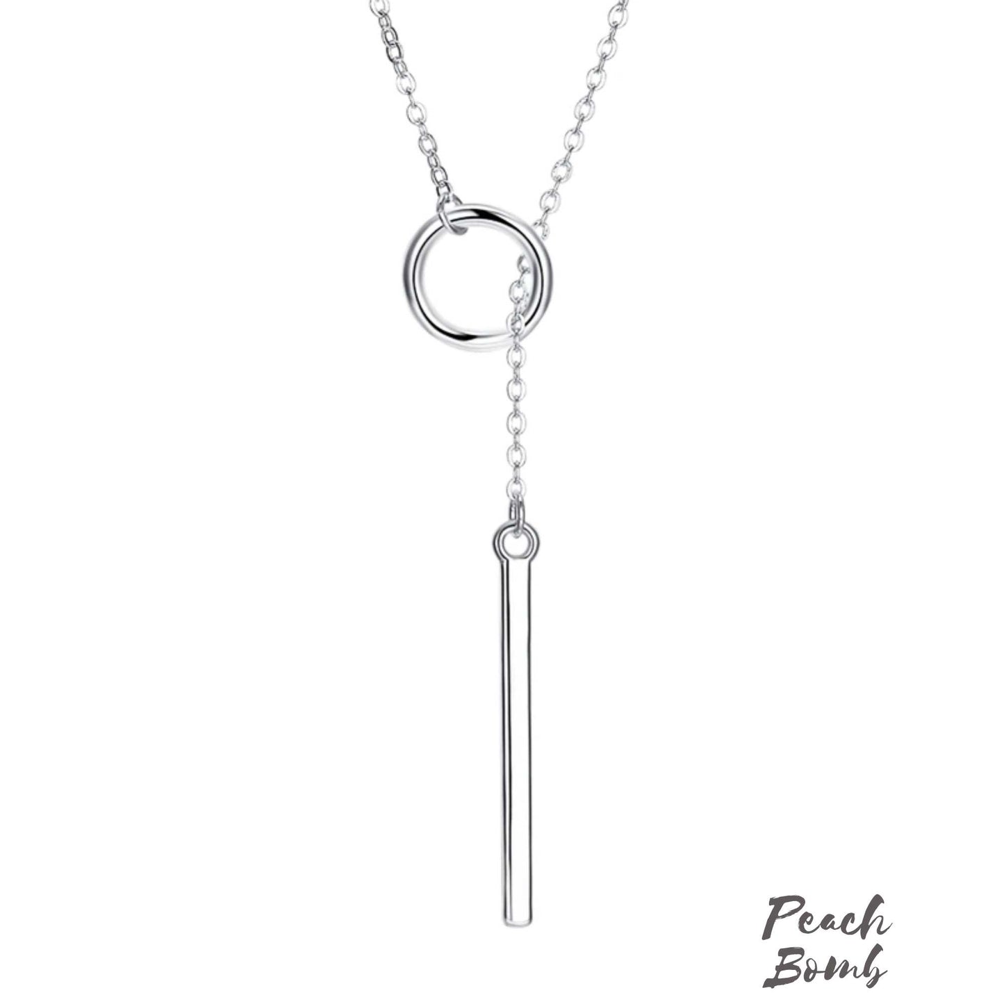 Sterling Silver Long Plunge Necklace Peach Bomb Fashion, Jewellery, Homeware & Gifts 