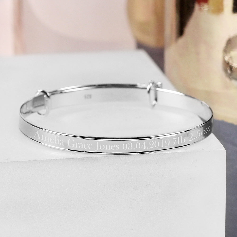 peach bomb personalised baby childrens christening baptism bangle gift