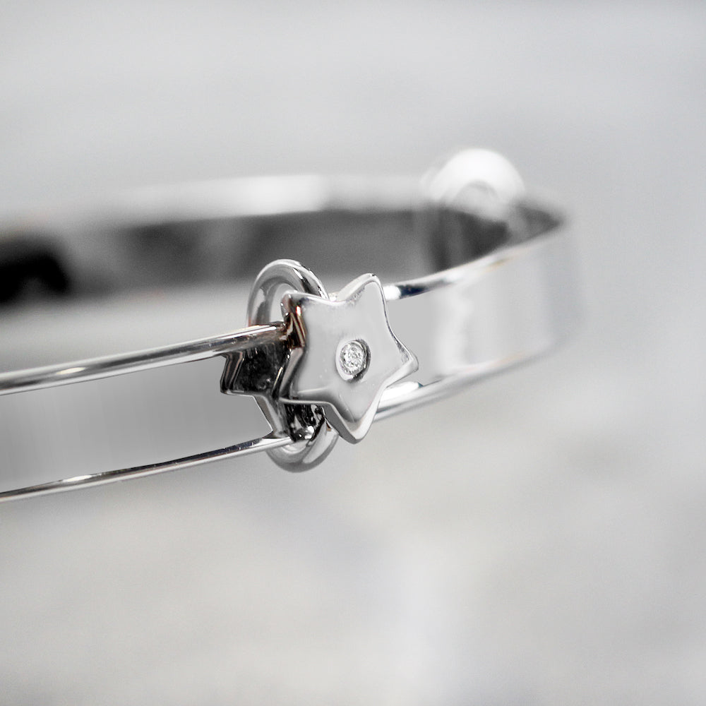 peach bomb personalised baby childrens christening baptism bangle gift