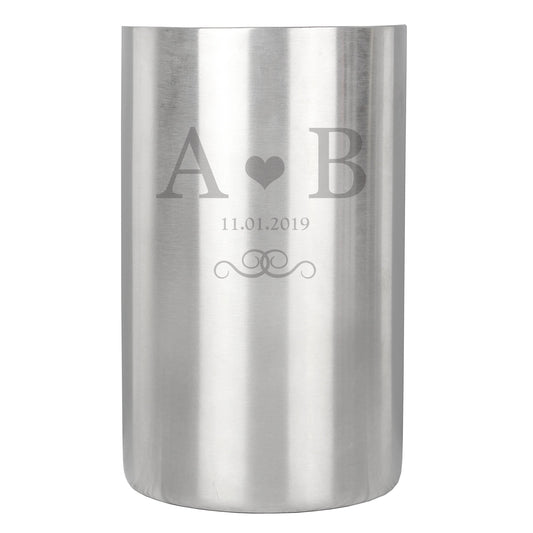 Personalised Monogram Stainless Steel Wine Cooler Glasses & Barware Peach Bomb 