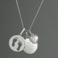 Personalised Sterling Silver Necklace for women new baby Footprints and Cubic Zirconia Heart Necklace gift for her christmas birthday mothers day anniversary