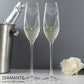 Personalised Swarovski Gems Hand Cut Pair of Flutes with Gift Box
