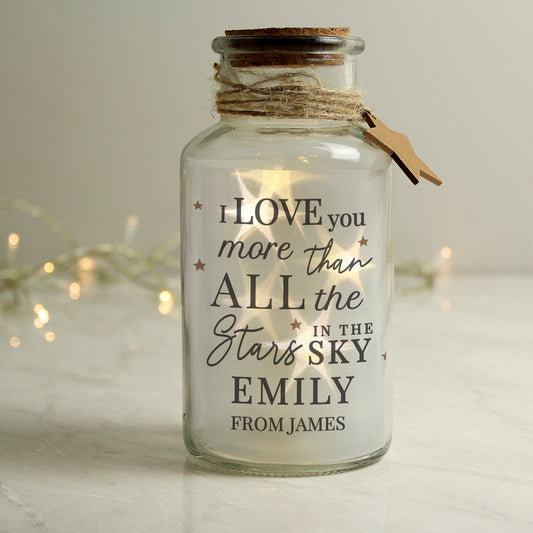 Personalised I Love You More... LED Glass Jar Peach Bomb Fashion, Jewellery, Homeware & Gifts Gifts
